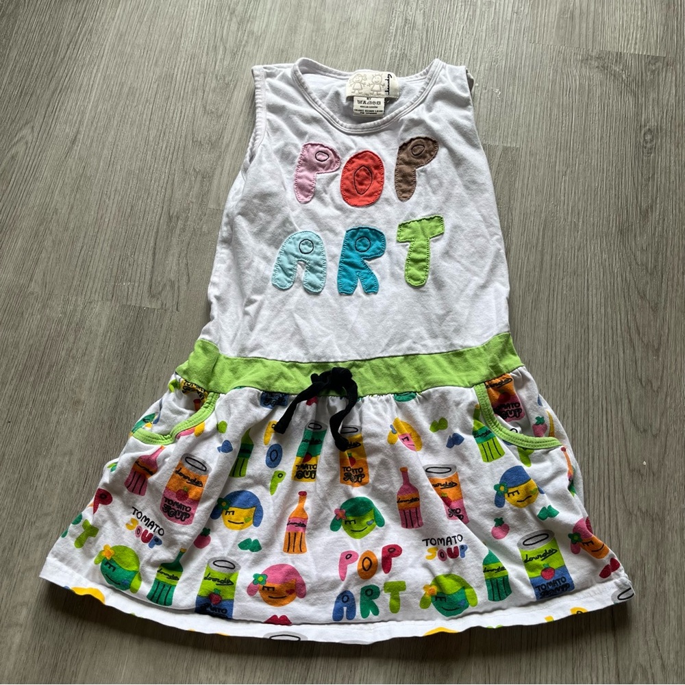 Rare Spanish Designer Lourdes
Patchwork Pop Art / Tomato Soup Dress Size 8Y